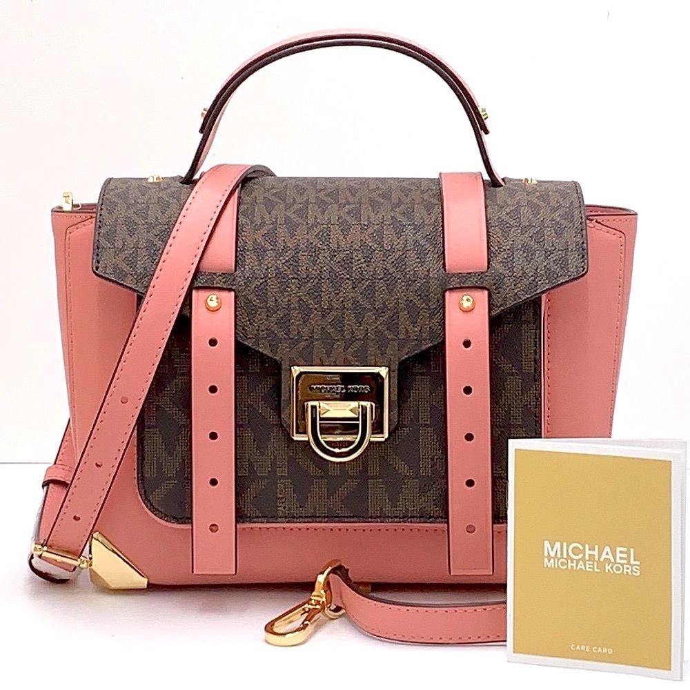 MICHAEL KORS
Manhattan Medium Leather and Logo Satchel PRIMROSE/ BROWN SIGNATURE - Picture 1 of 15